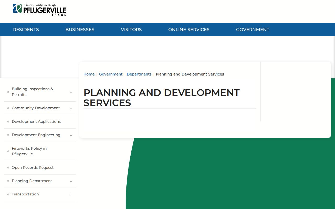Pflugerville neighbors planning and development page with neighborhood and HOA management routes